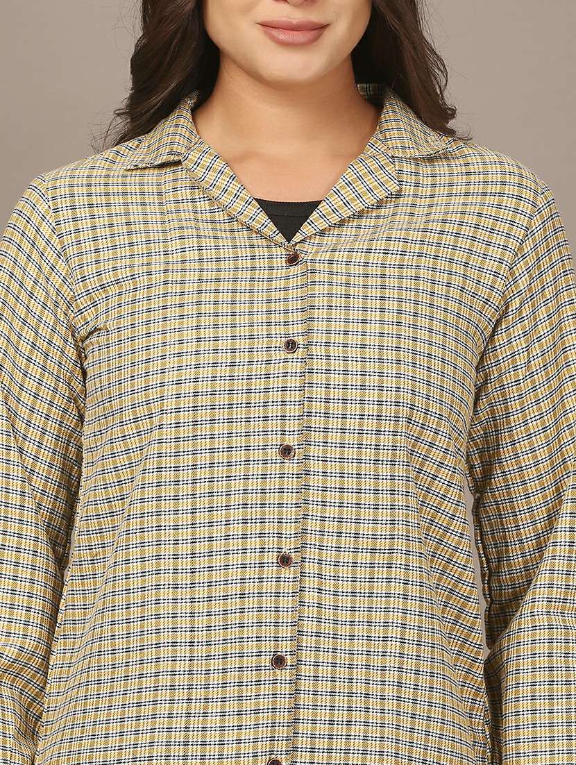 women checkered collared long sleeve shirt - 22307672 -  Standard Image - 7