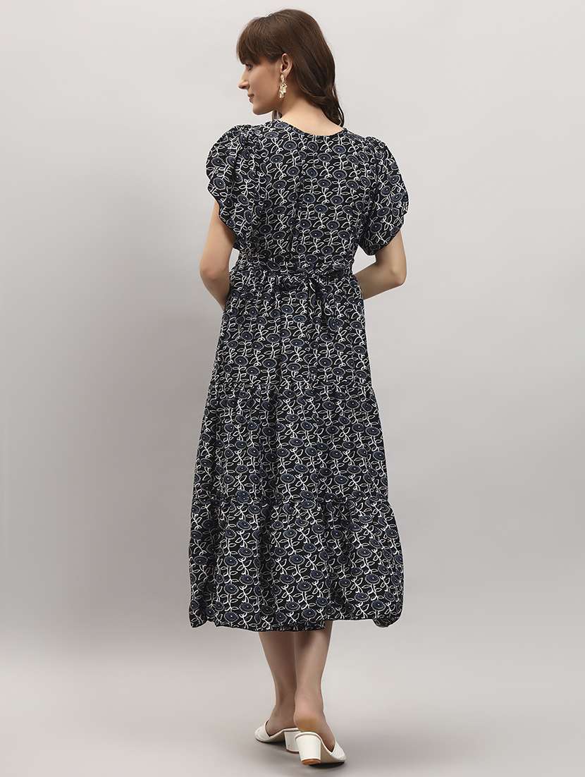 women printed short sleeve tiered dress - 22307739 -  Standard Image - 2