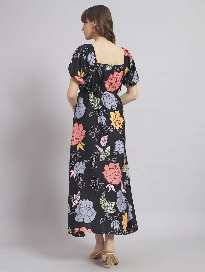 women floral puff sleeve a-line dress - 22307772 -  Standard Image - 2
