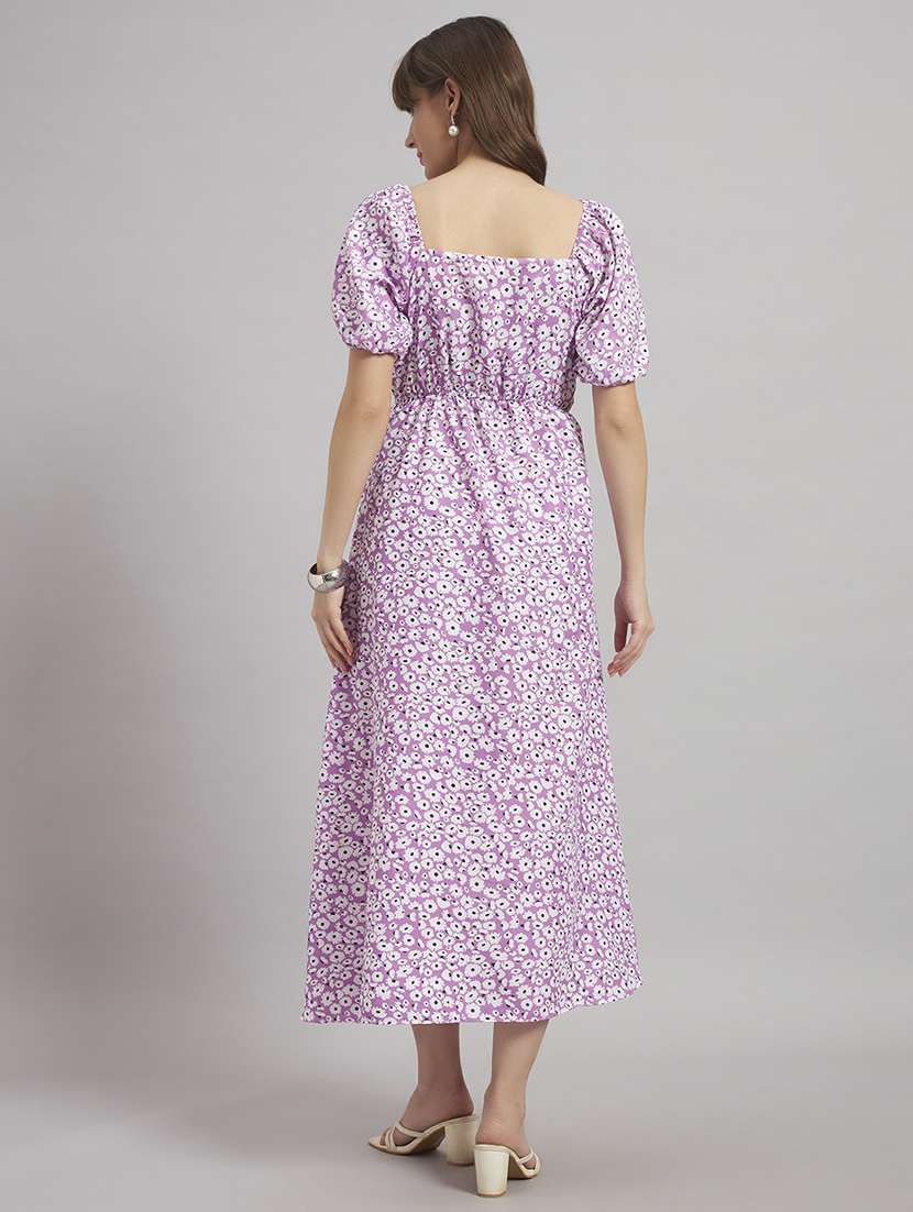 women floral puff sleeve a-line dress - 22307804 -  Standard Image - 2
