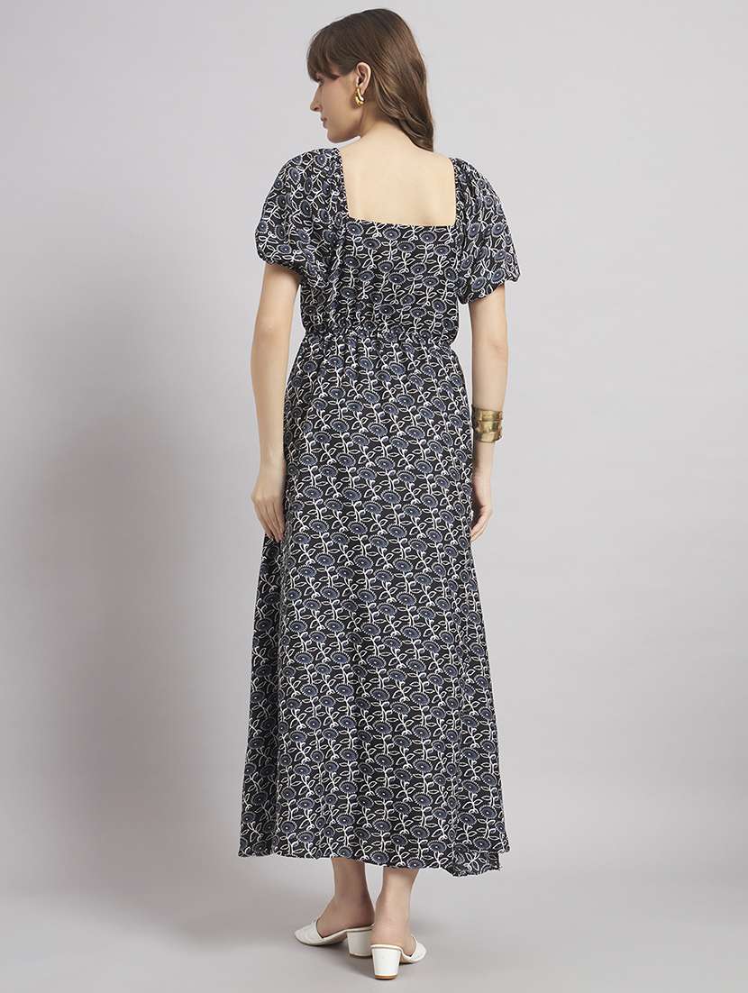 women floral puff sleeve a-line dress - 22307805 -  Standard Image - 2