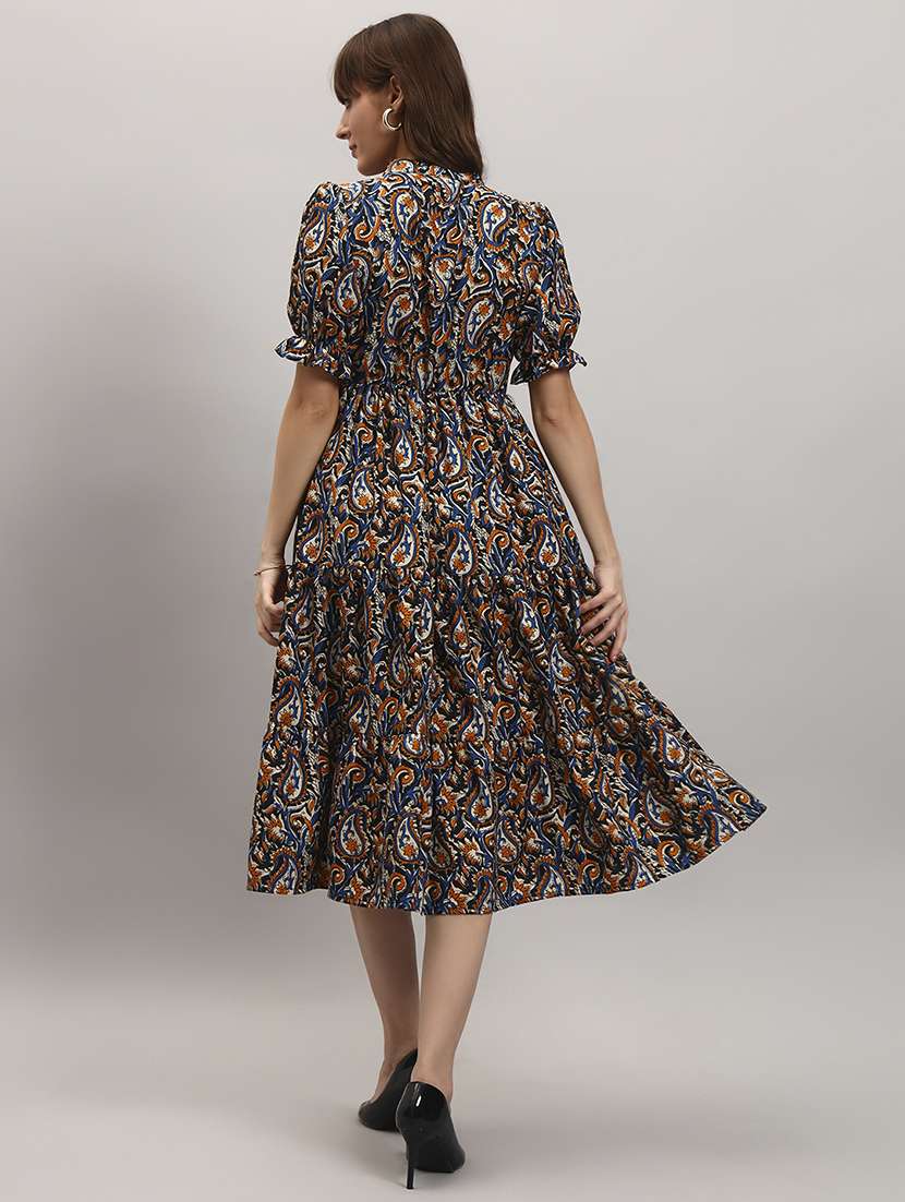 yellow crepe fit & flare dress - 22307813 -  Standard Image - 2