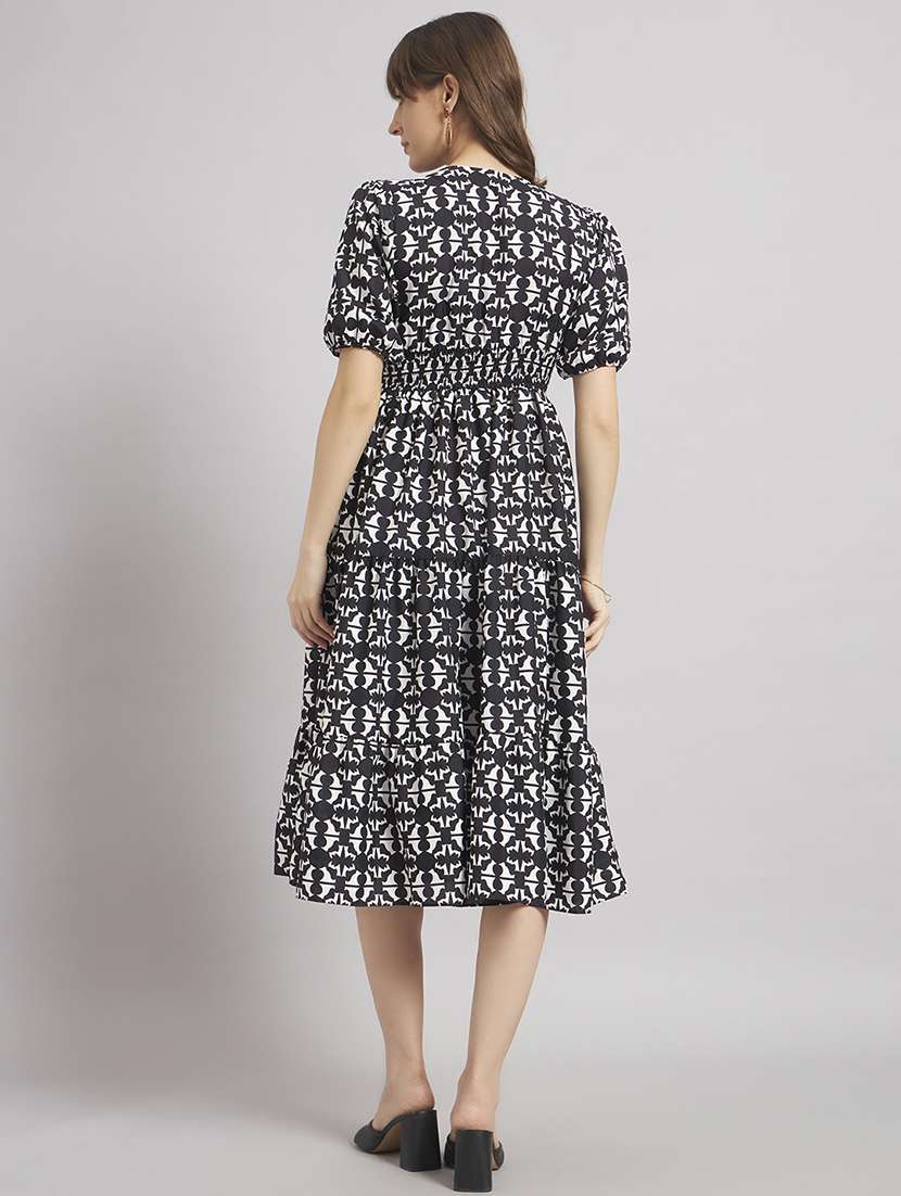 women printed puff sleeve tiered dress - 22308145 -  Standard Image - 2