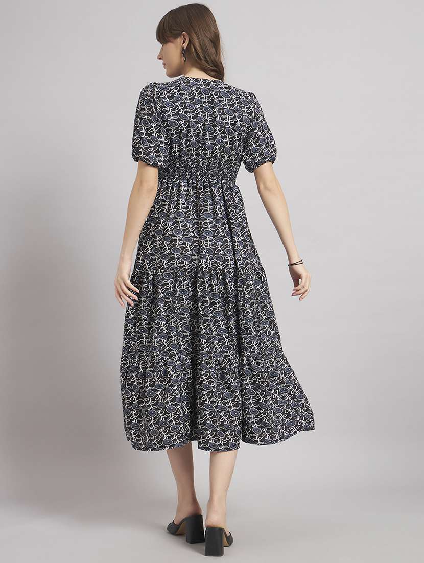 women floral puff sleeve tiered dress - 22308204 -  Standard Image - 2