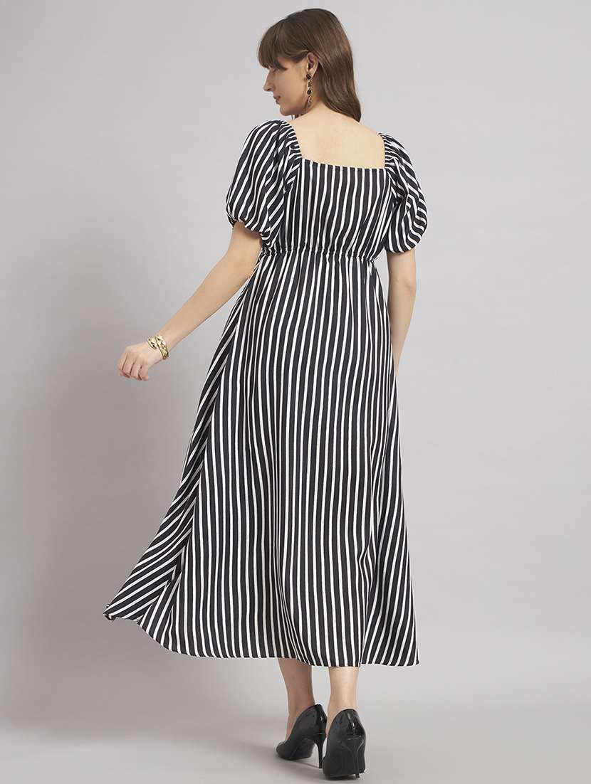 women striped sweetheart neck a-line dress - 22308224 -  Standard Image - 2