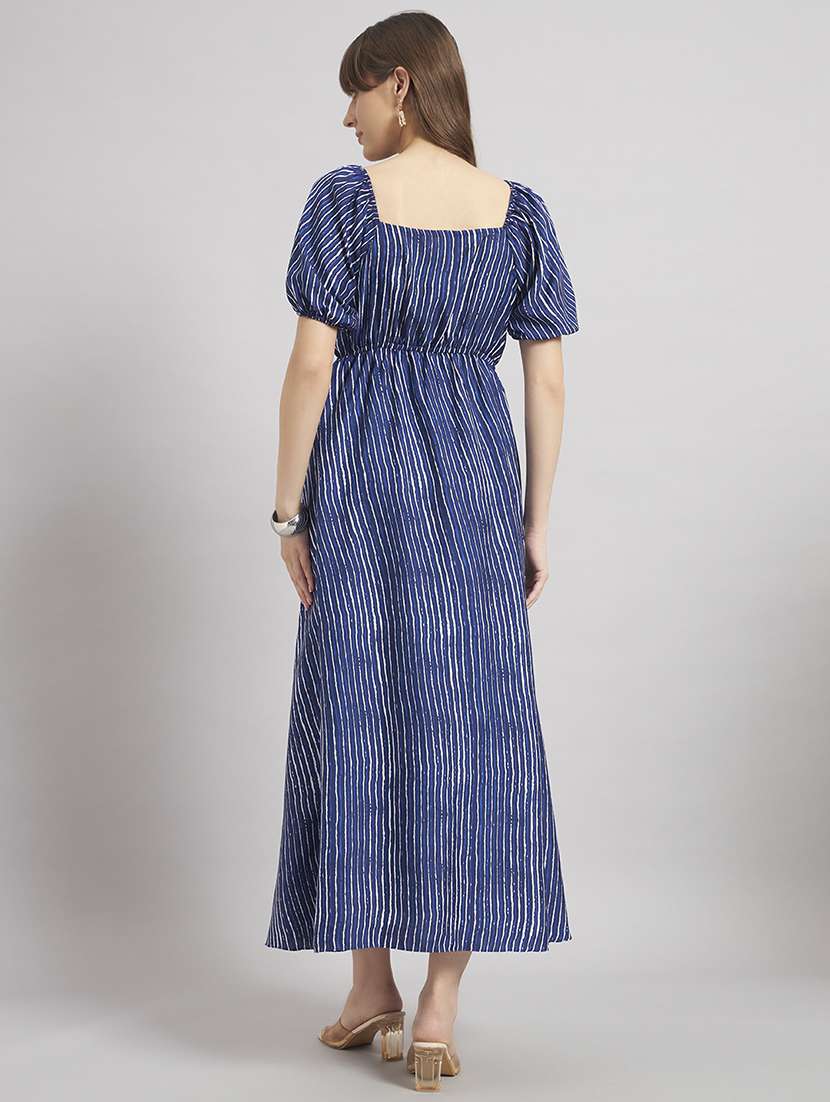 women striped sweetheart neck a-line dress - 22308233 -  Standard Image - 2