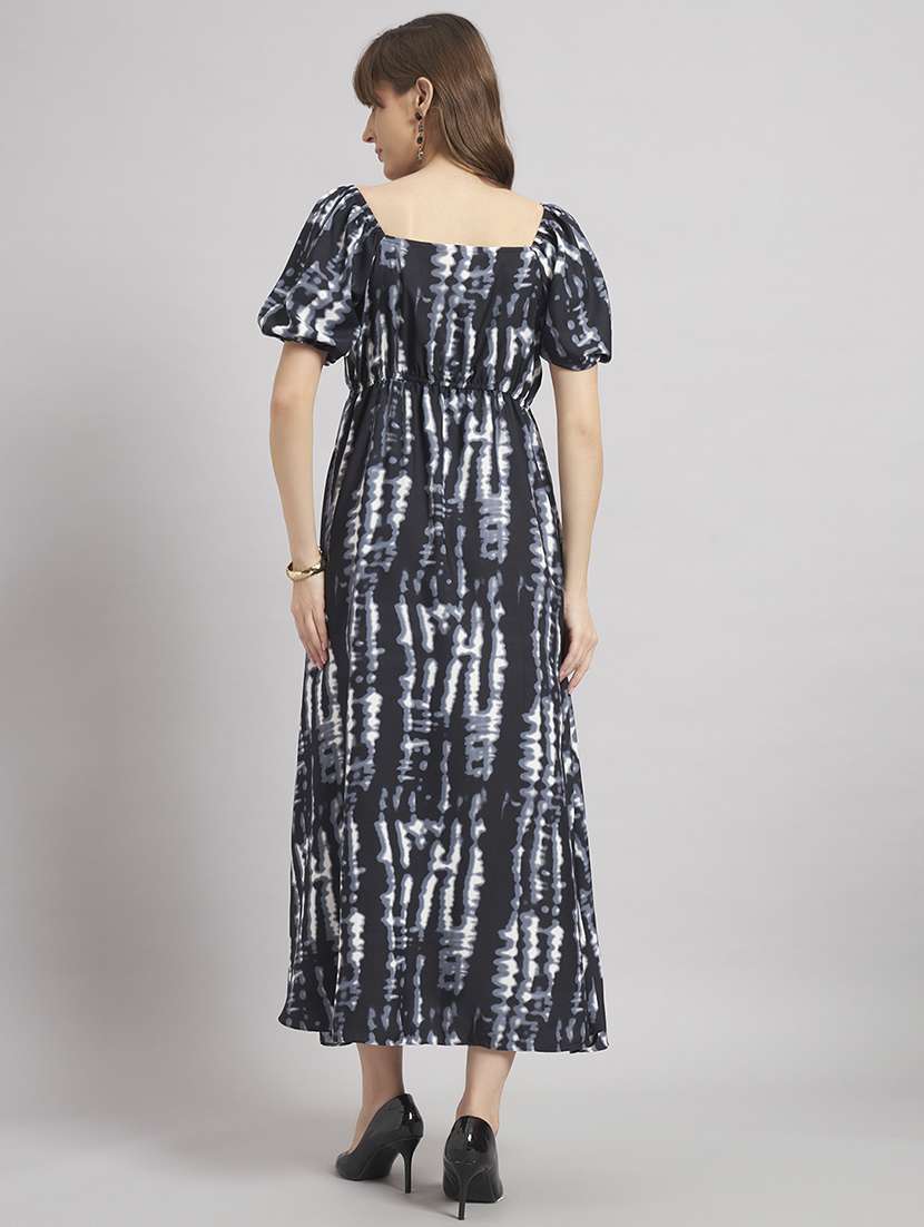 women tie & dye puff sleeve a-line dress - 22308246 -  Standard Image - 2