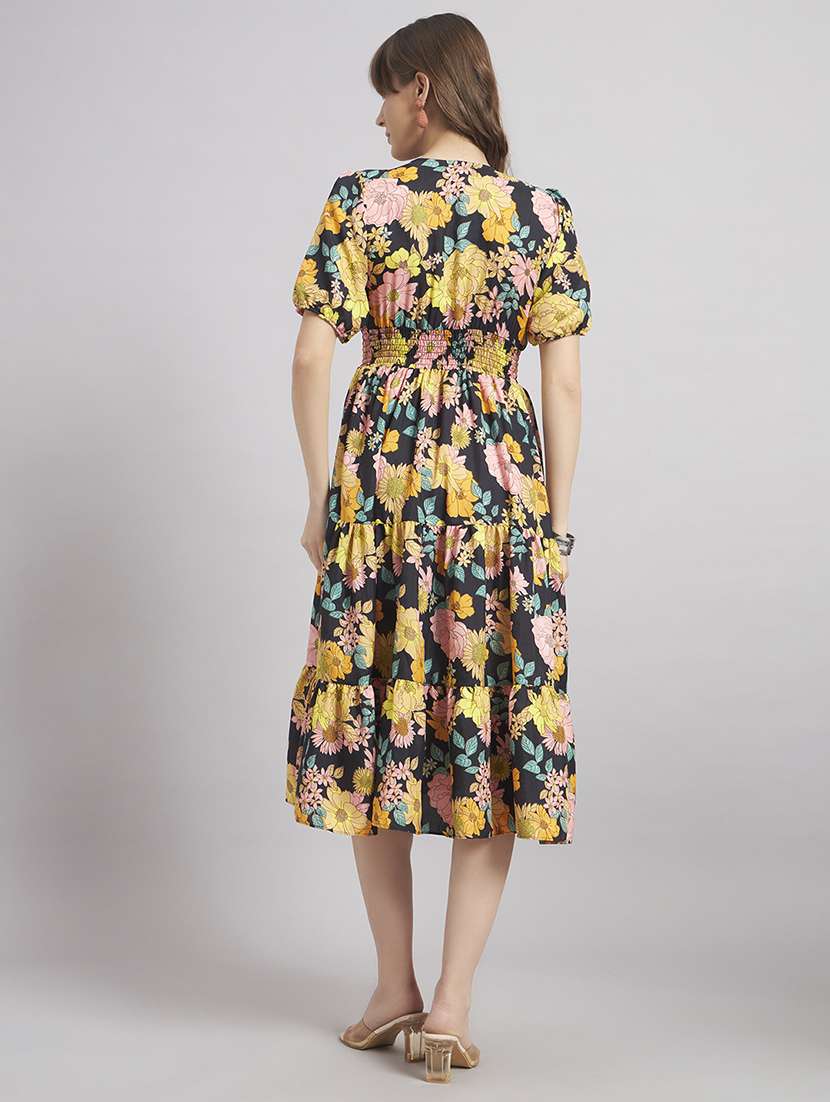 women floral puff sleeve tiered dress - 22308297 -  Standard Image - 2