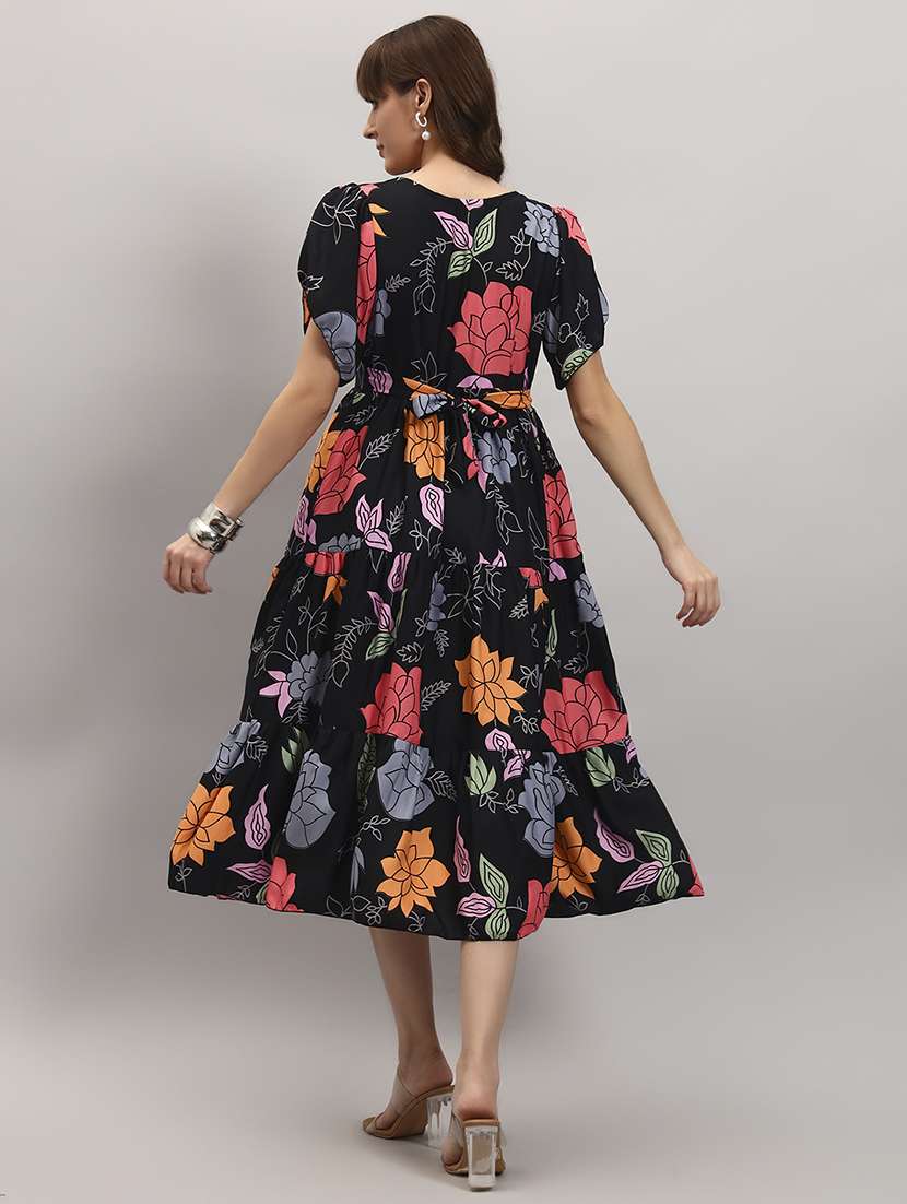 women floral print tulip sleeve tiered dress - 22308483 -  Standard Image - 2