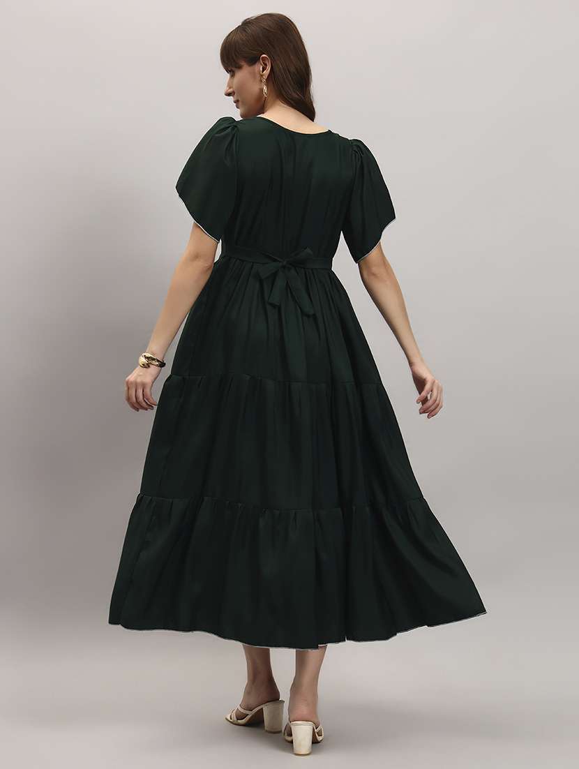 women solid tulip sleeve tiered dress - 22308513 -  Standard Image - 2