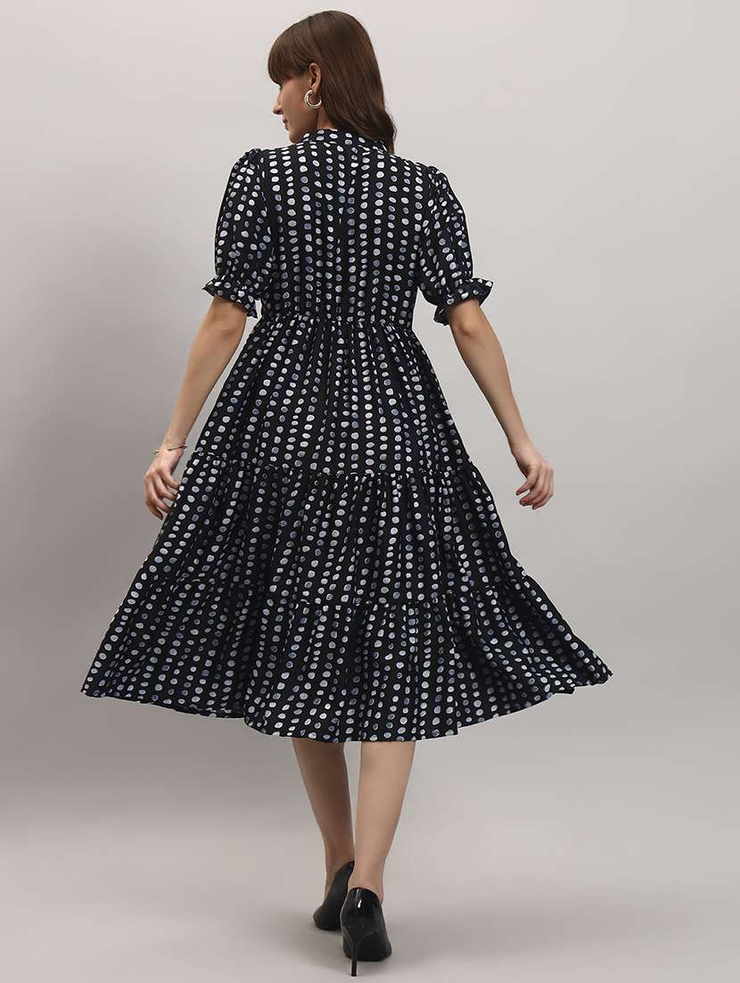 women printed puff sleeve tiered dress - 22308597 -  Standard Image - 2