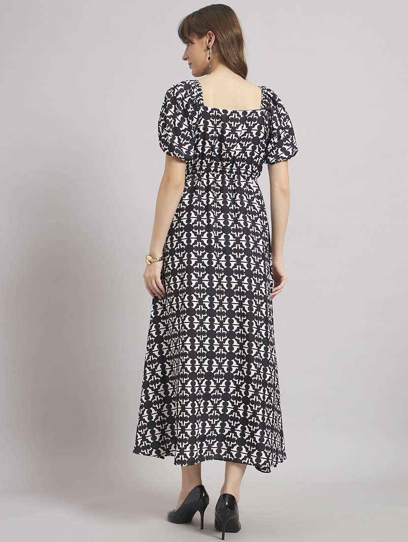 women printed puff sleeves a-line dress - 22308746 -  Standard Image - 2