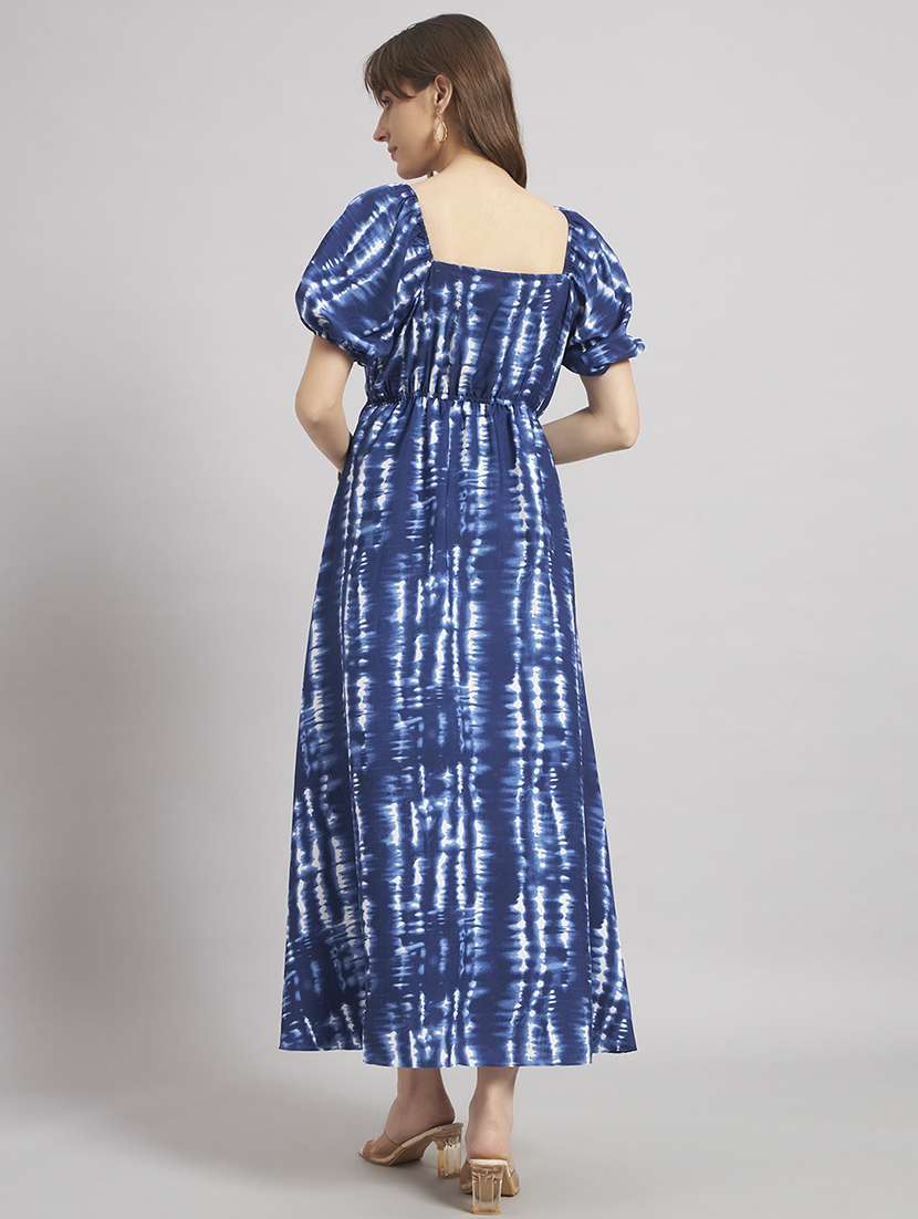 women tie & dye puff sleeve a-line dress - 22308775 -  Standard Image - 2