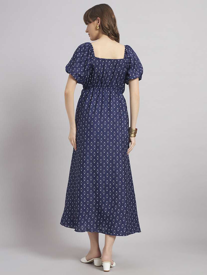 women printed puff sleeve a-line dress - 22308798 -  Standard Image - 2
