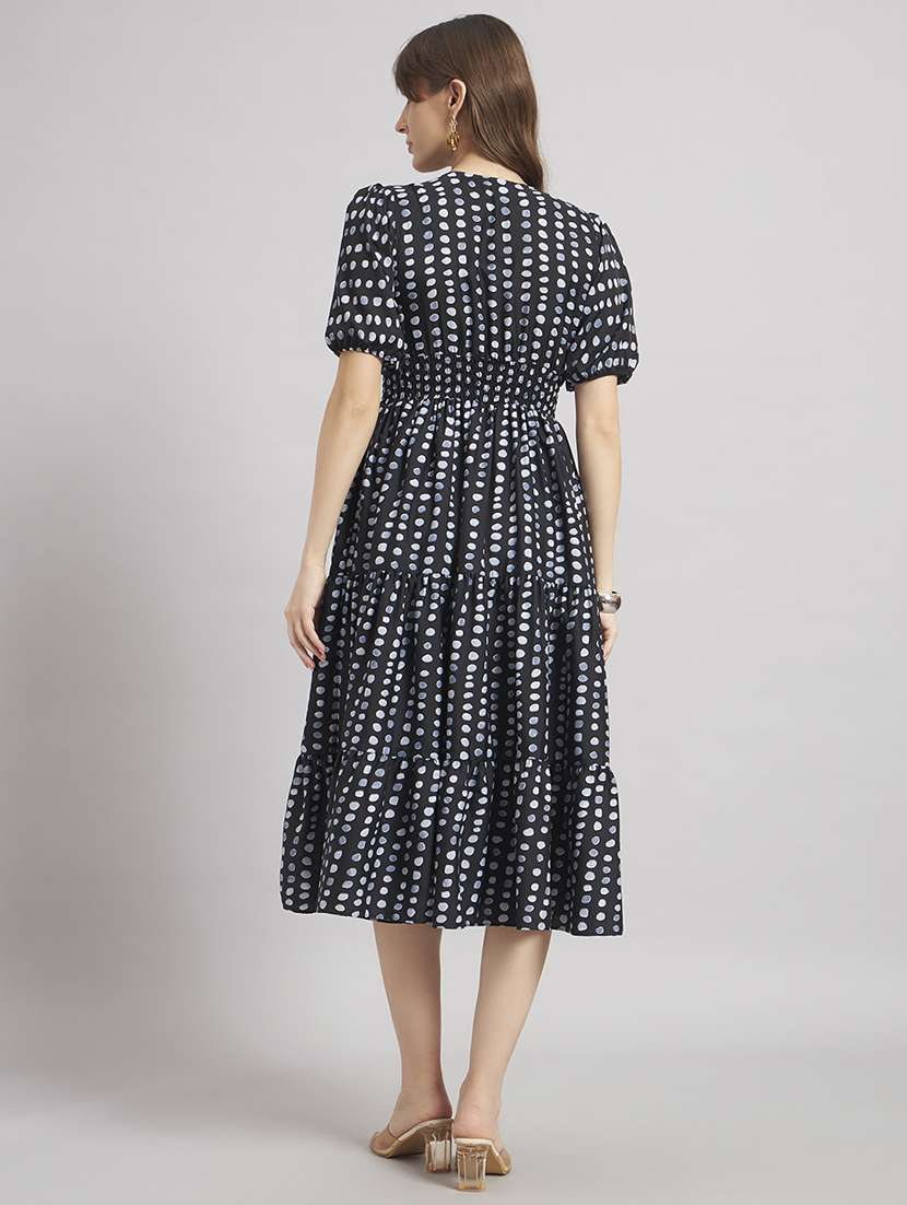 women printed puff sleeve tiered dress - 22308993 -  Standard Image - 2