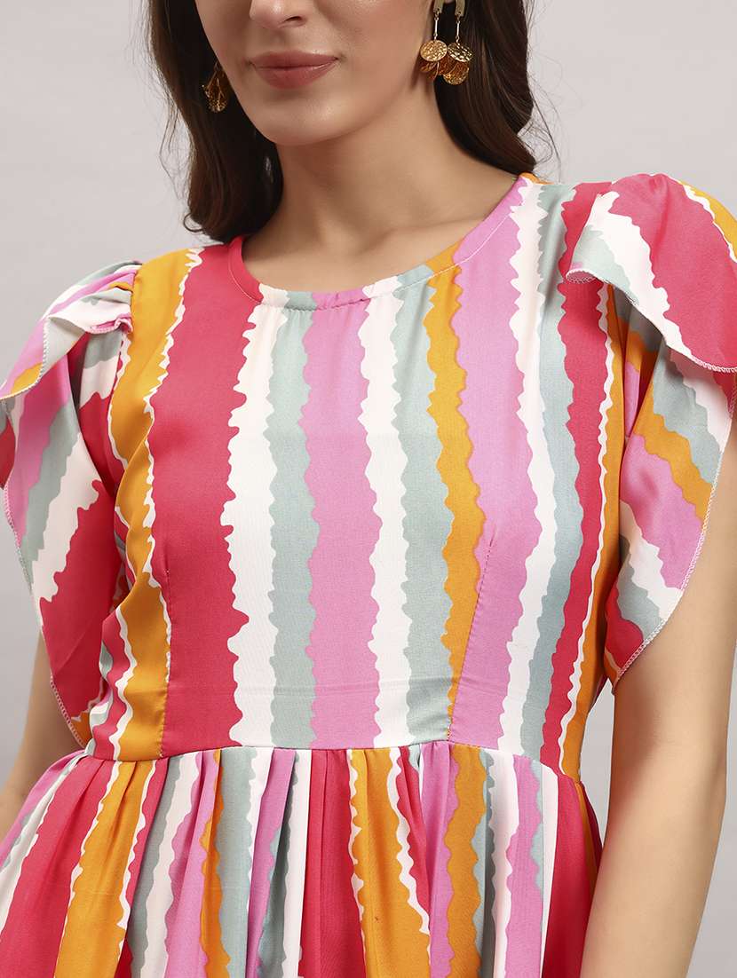 women printed tulip sleep tiered dress - 22309216 -  Standard Image - 2