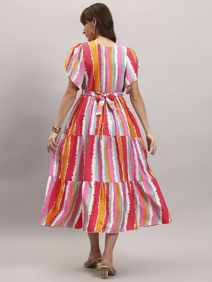 women striped tulip sleep tiered dress - 22309415 -  Standard Image - 2