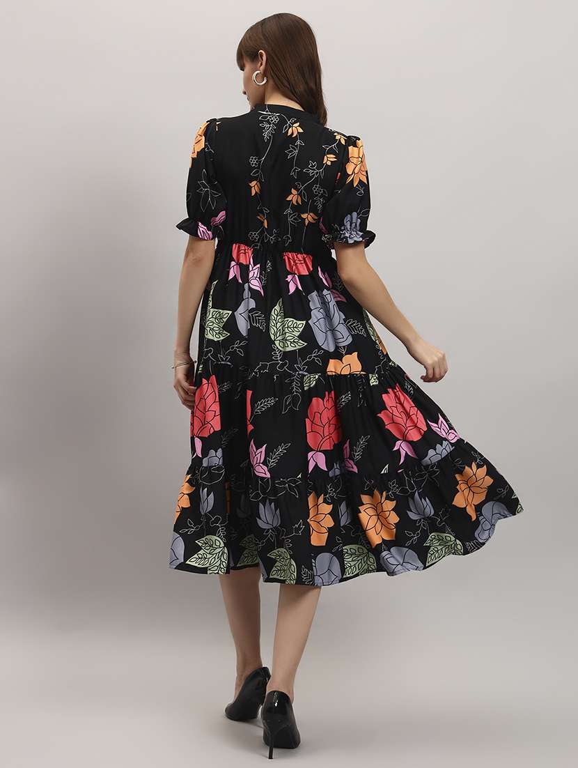 women floral print puff sleeve tiered dress - 22309684 -  Standard Image - 2