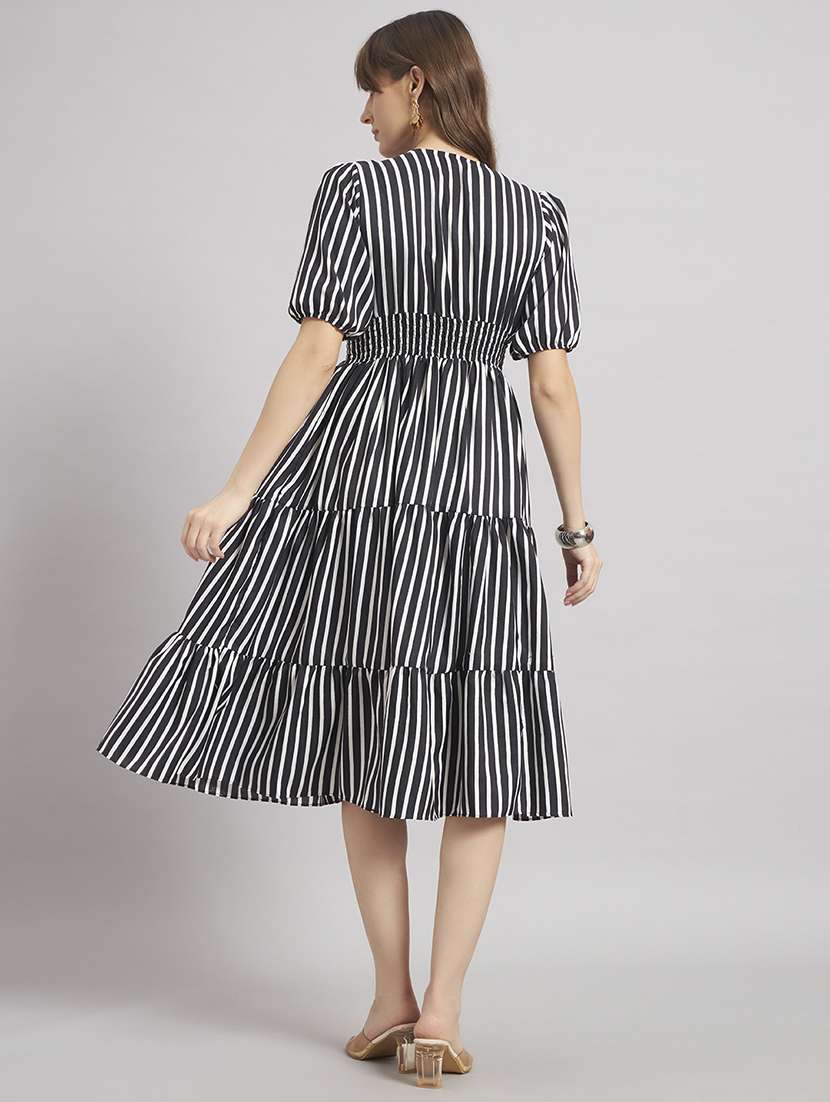 women striped v-neck tiered dress - 22309725 -  Standard Image - 2