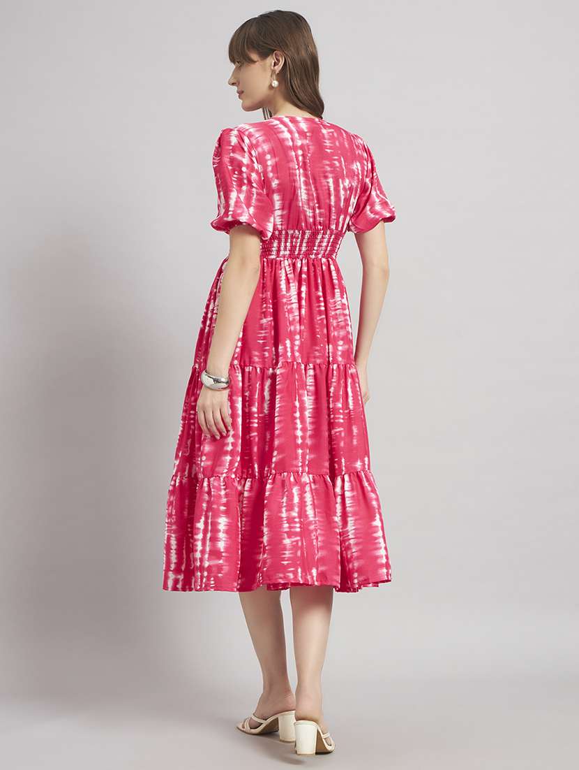 women tie & dye v neck tiered dress - 22309756 -  Standard Image - 2