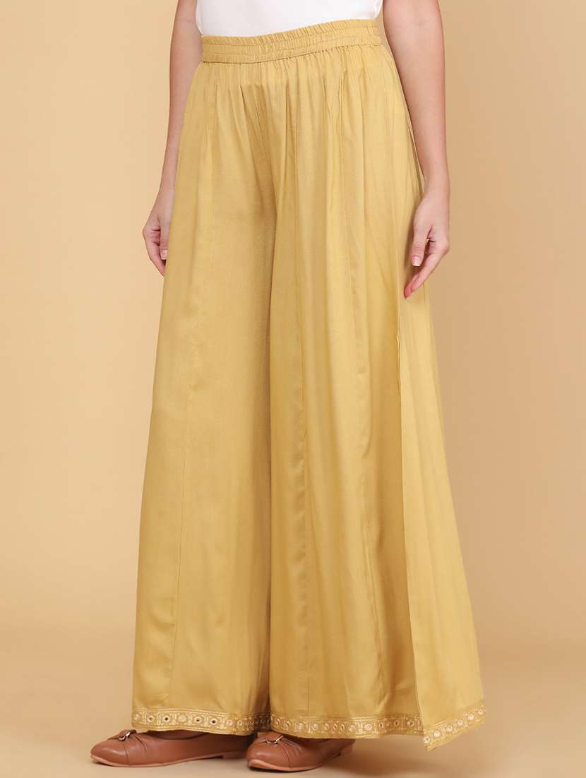 Women Embroidered Mid Rise Flared Palazzo - 22309843 -  Standard Image - 2
