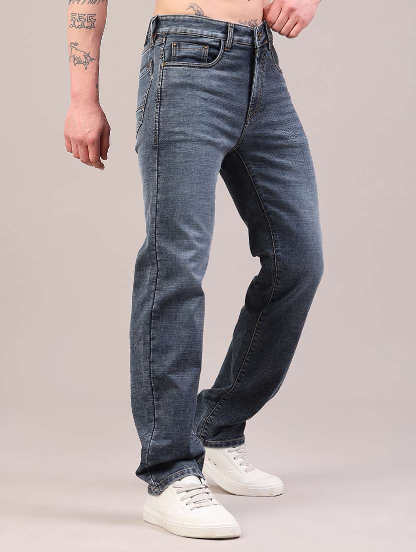 Men Washed Mid Rise Full Length Straight Jeans - 22309956 -  Standard Image - 2