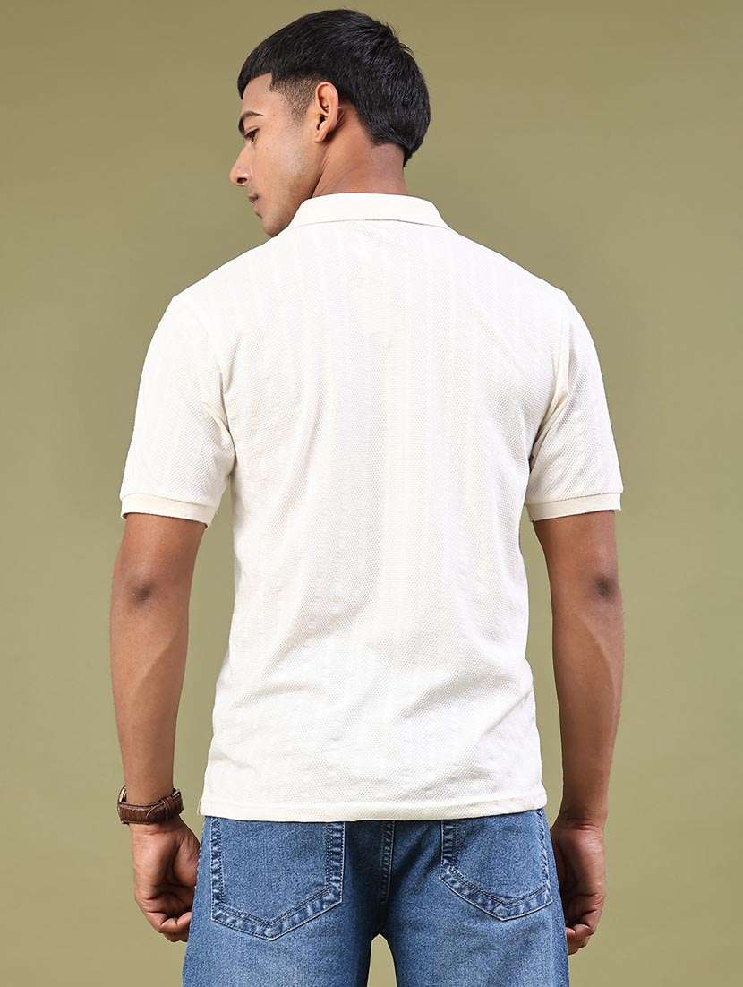 Men Self Design Short Sleeve Regular Fit Polo T-shirt - 22310024 -  Standard Image - 2