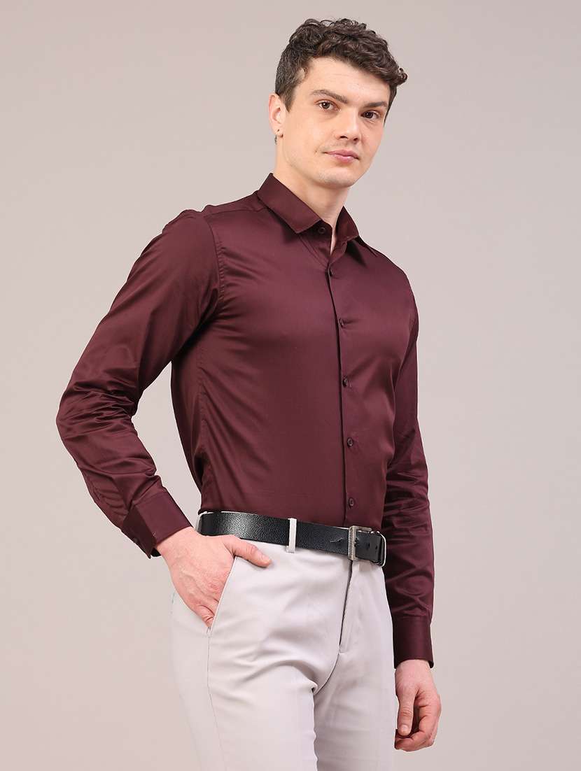 men solid long sleeve slim fit formal shirt - 22310092 -  Standard Image - 2