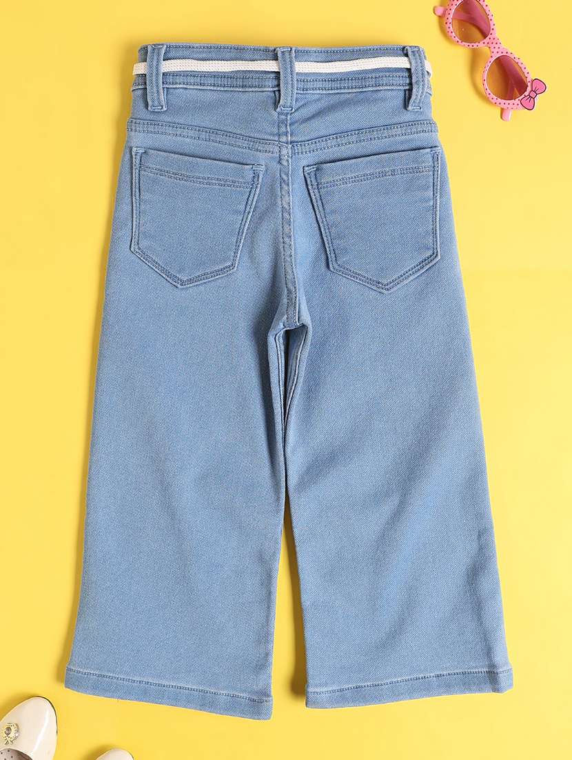 girls plain mid rise wide leg jeans - 22310249 -  Standard Image - 2