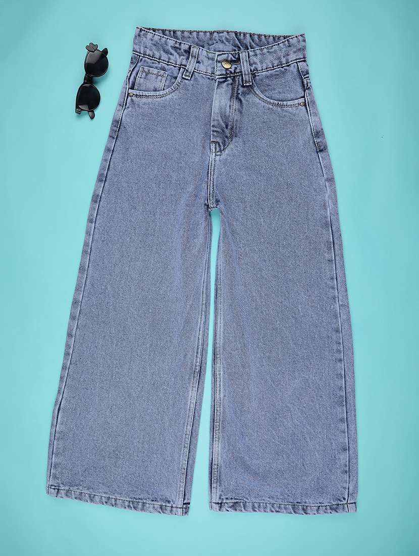girls solid mid rise wide leg jean - 22310373 -  Standard Image - 2