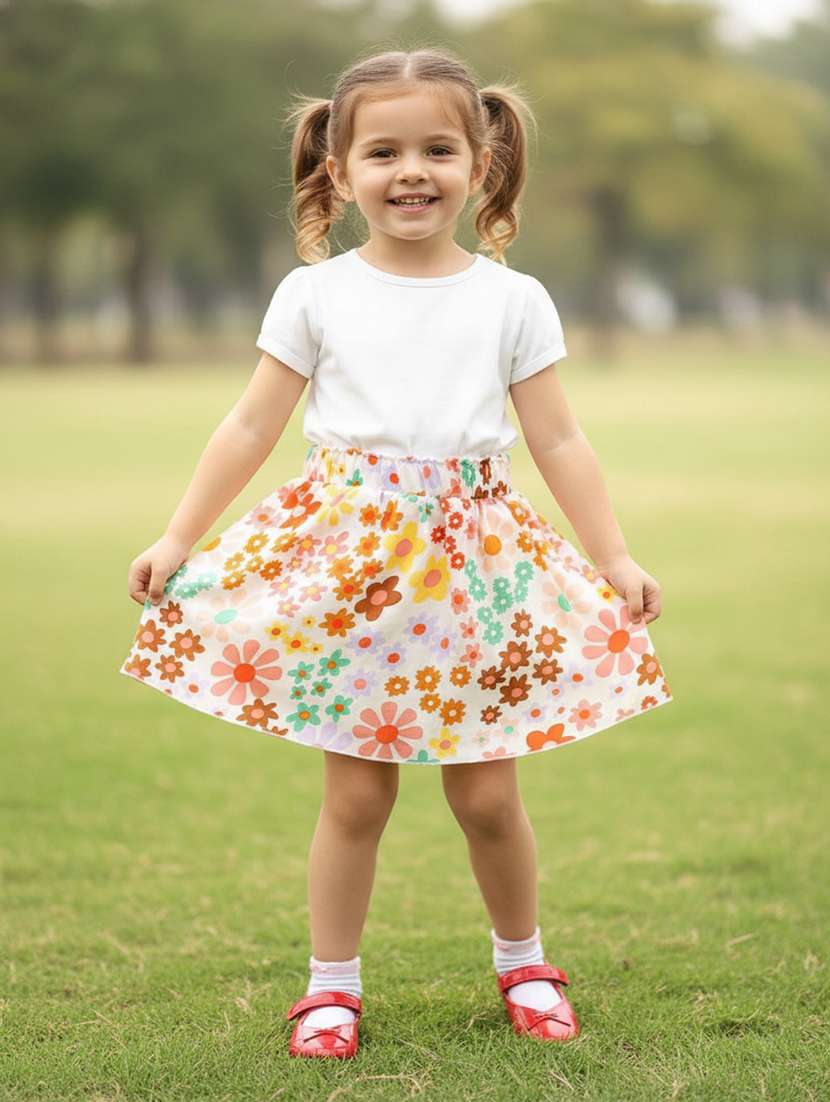 multi colored polyester flared skirt