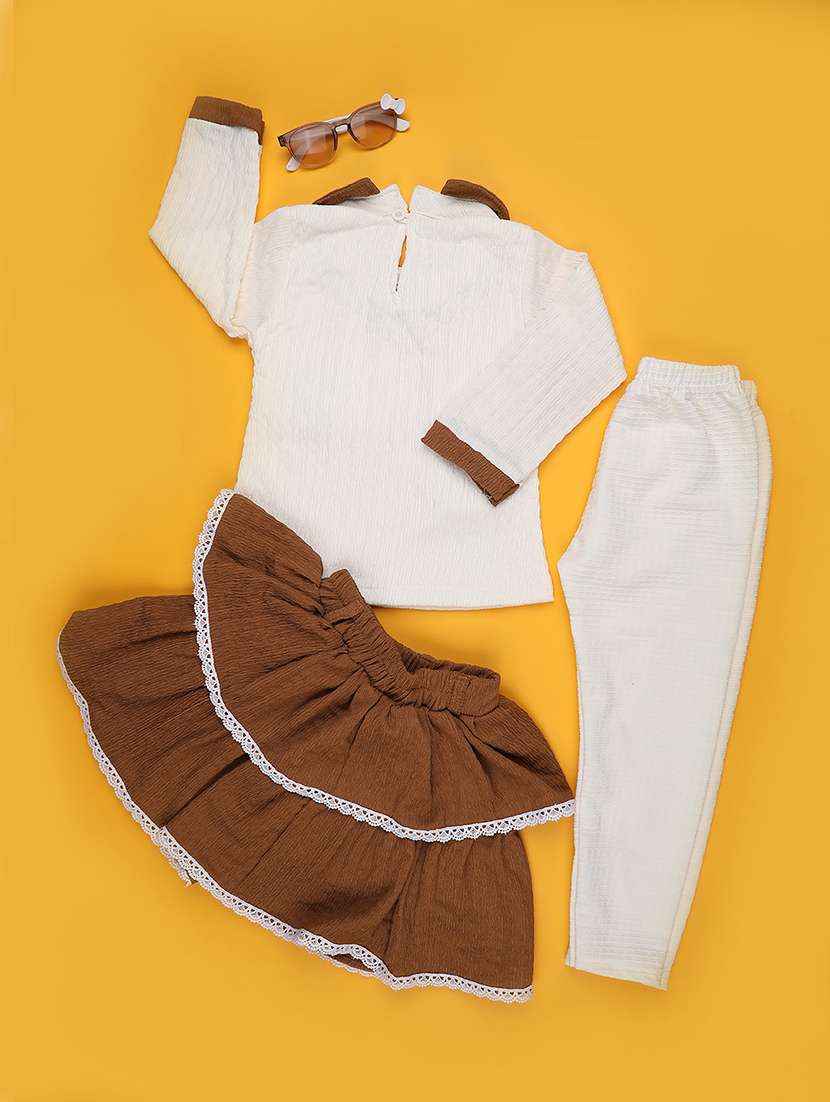 brown cotton combo infant twin set - 22310424 -  Standard Image - 2