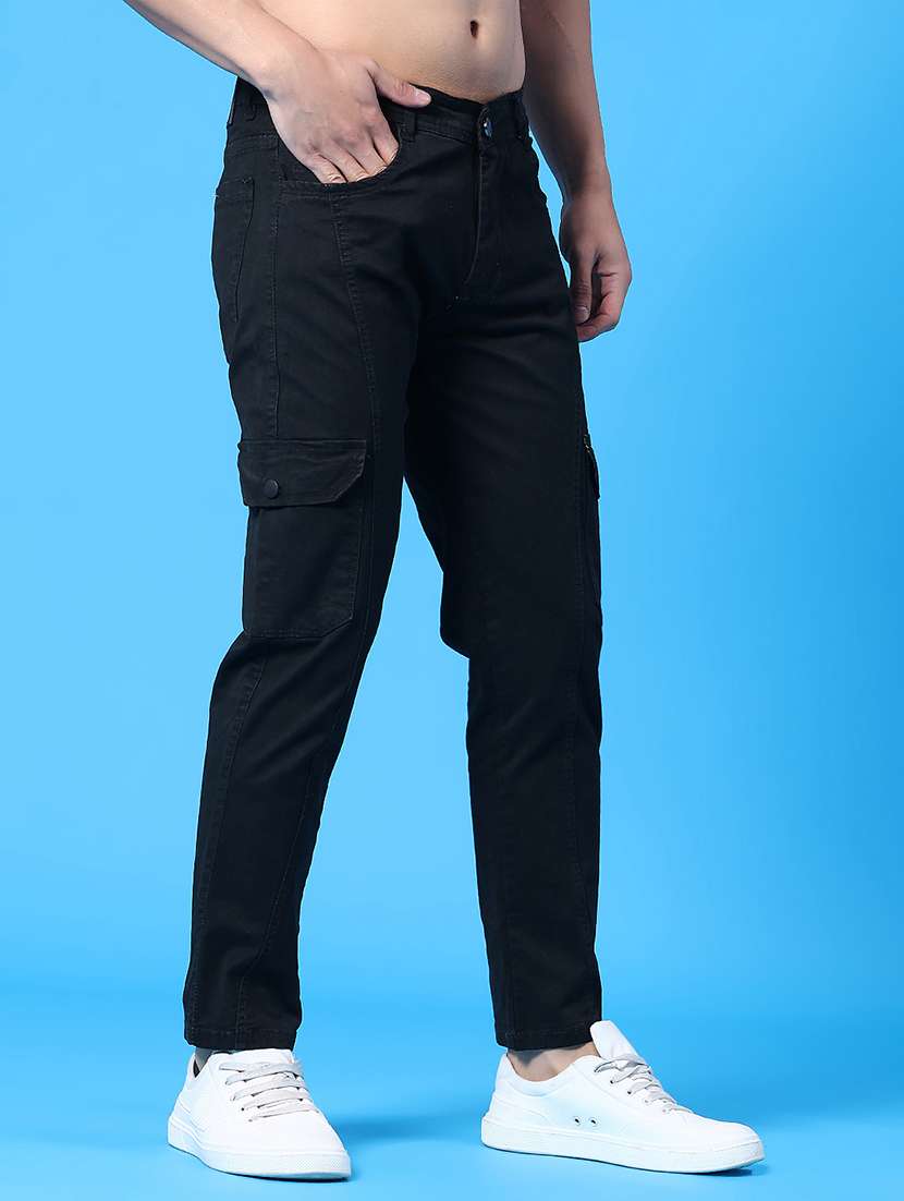 men solid mid rise regular fit cargo  - 22310446 -  Standard Image - 2