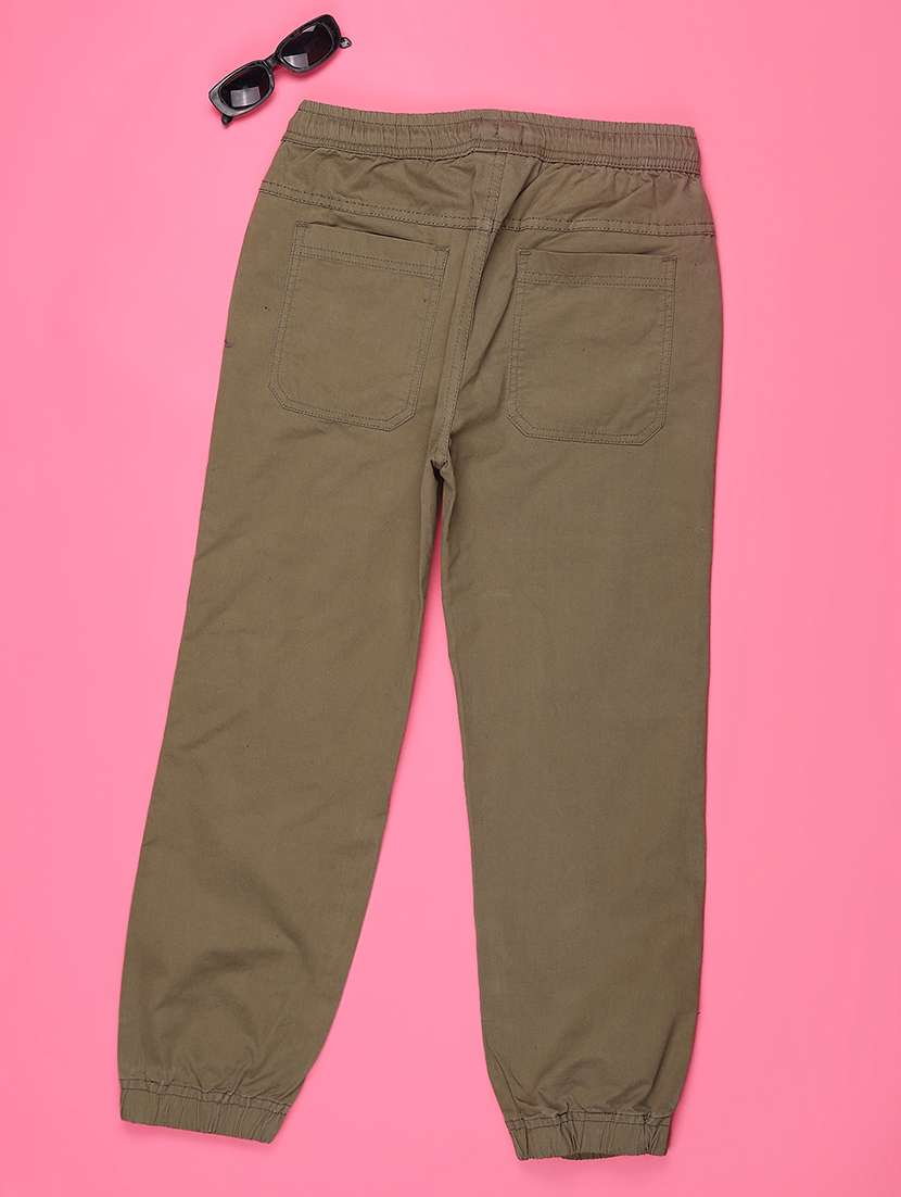 olive poly cotton plain jogger - 22310465 -  Standard Image - 2