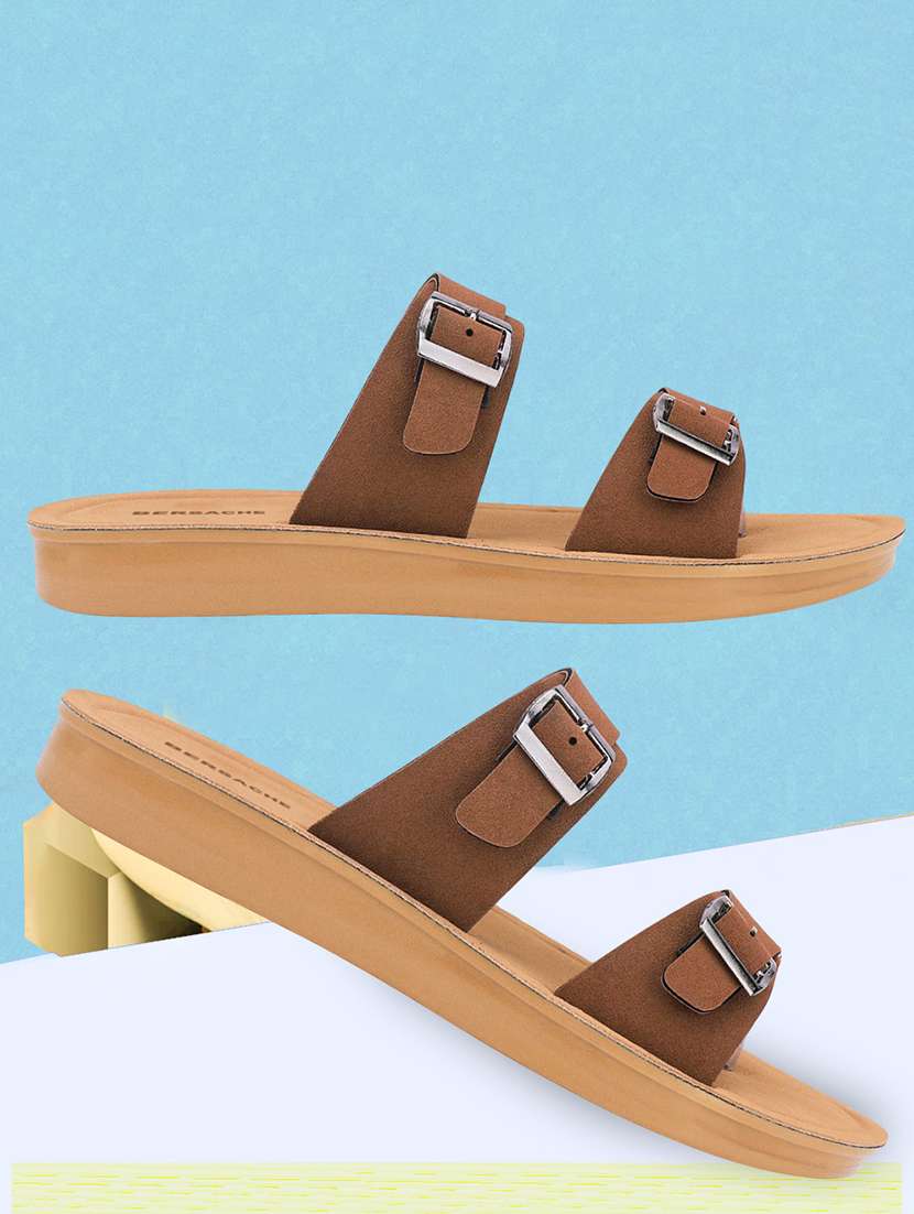 women solid slip on flat sandal