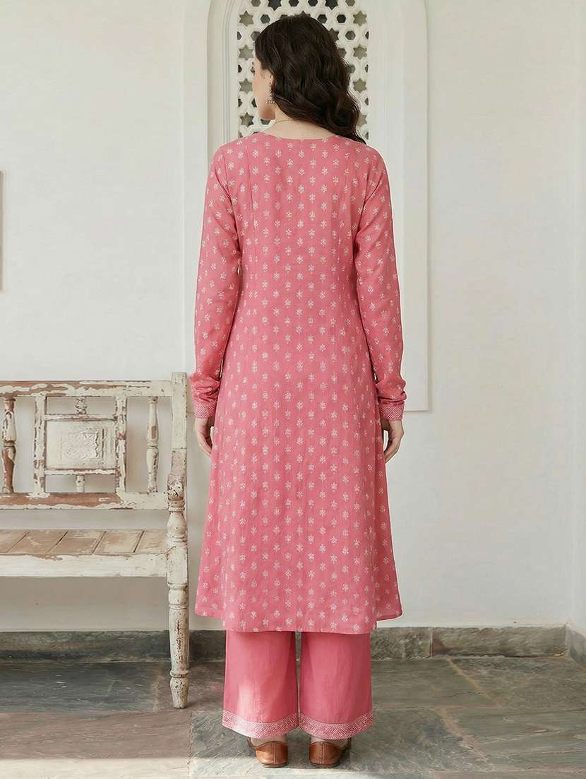 women printed long sleeve kurta pant set - 22310501 -  Standard Image - 2
