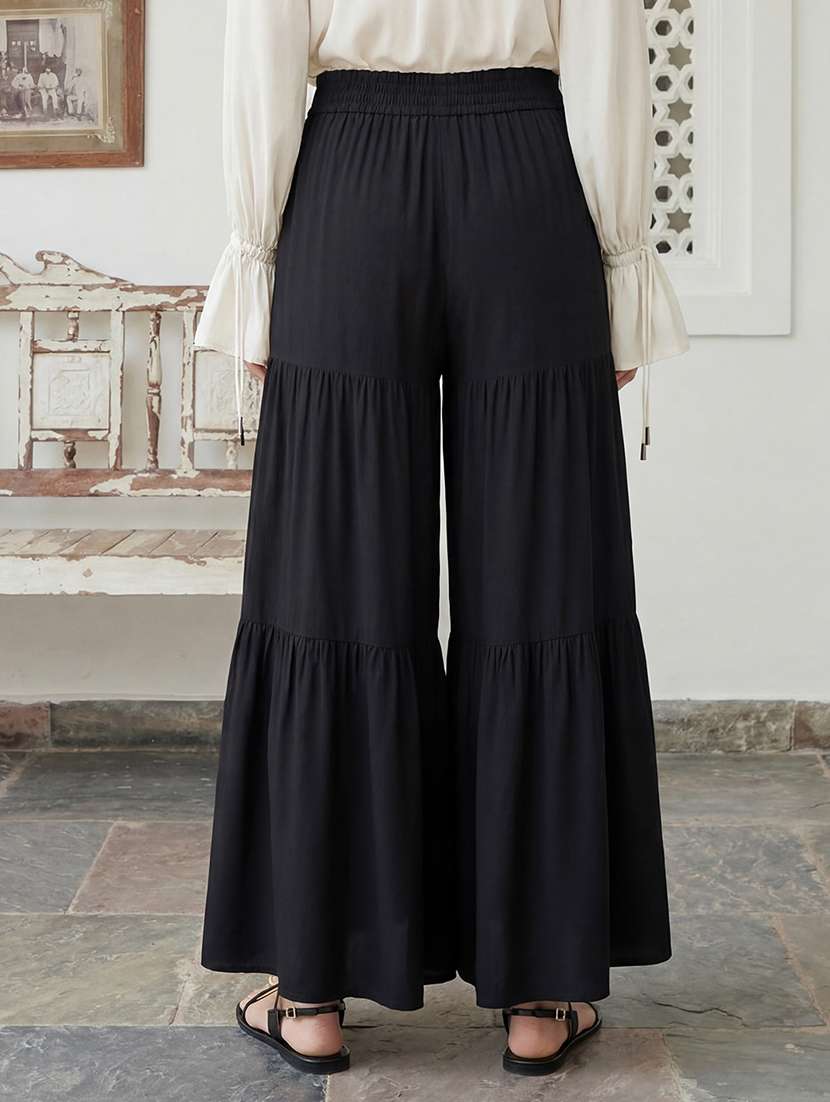 women black solid mid rise sharara - 22310508 -  Standard Image - 2