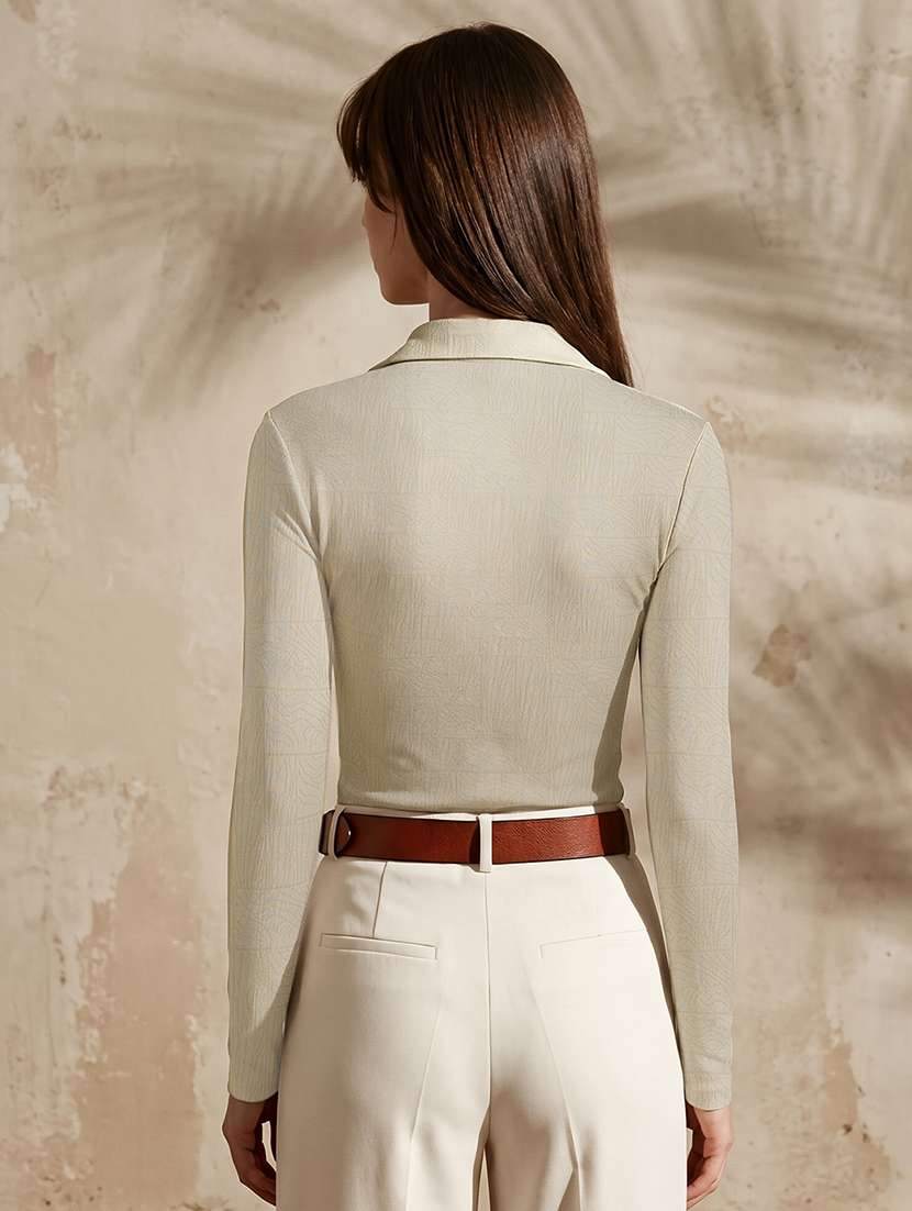 women solid collared long sleeve top - 22310511 -  Standard Image - 2