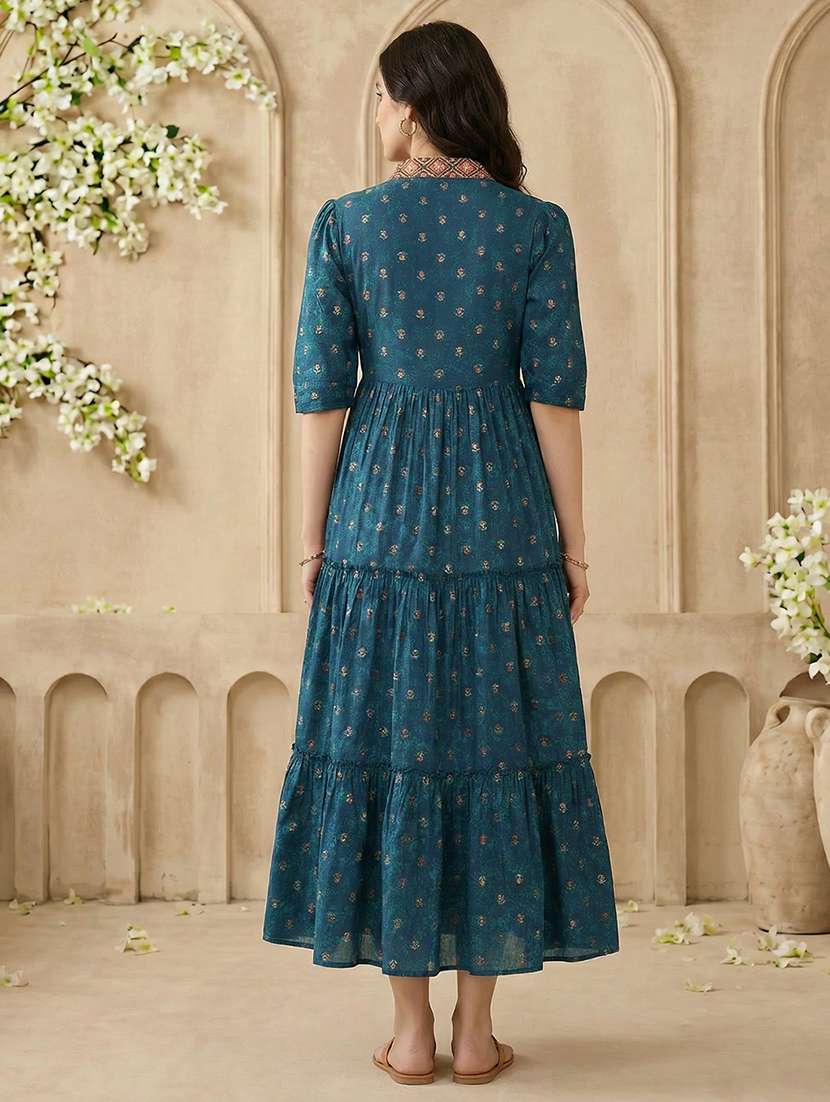 women floral three quarter sleeve ethnic dress - 22310521 -  Standard Image - 2