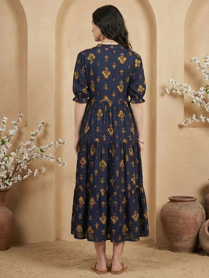 women floral puff sleeve ethnic dress - 22310522 -  Standard Image - 2