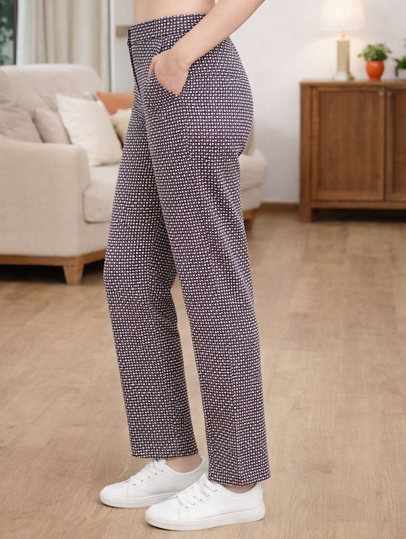 women printed high rise straight trouser - 22310556 -  Standard Image - 2