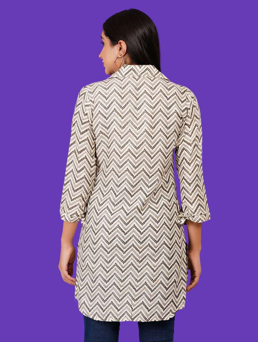 women printed three quarter sleeve straight kurti - 22310886 -  Standard Image - 2