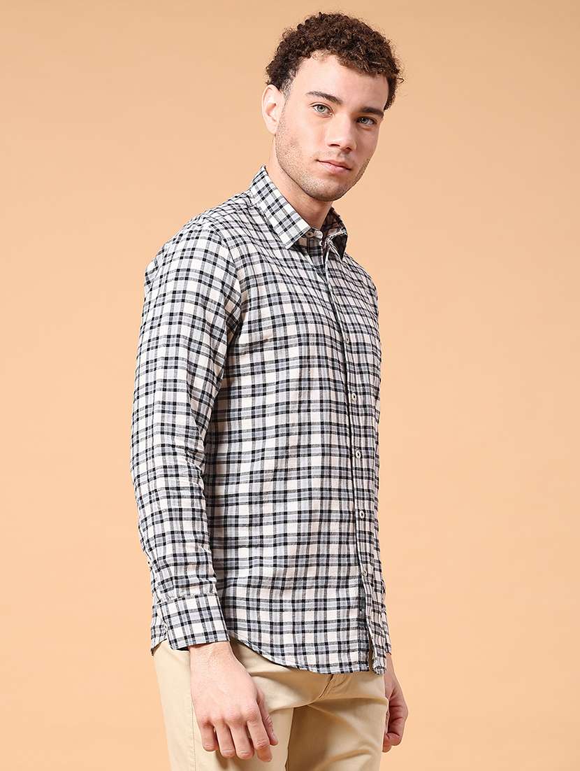 men checkered long sleeve slim fit casual shirt - 22311846 -  Standard Image - 2