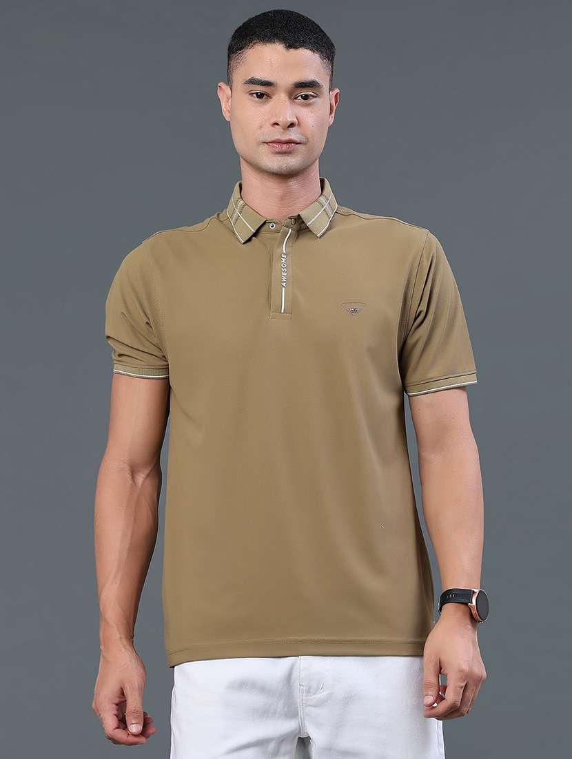 Men Solid Short Sleeve Regular Fit Polo T-shirt - 22311950 -  Standard Image - 2