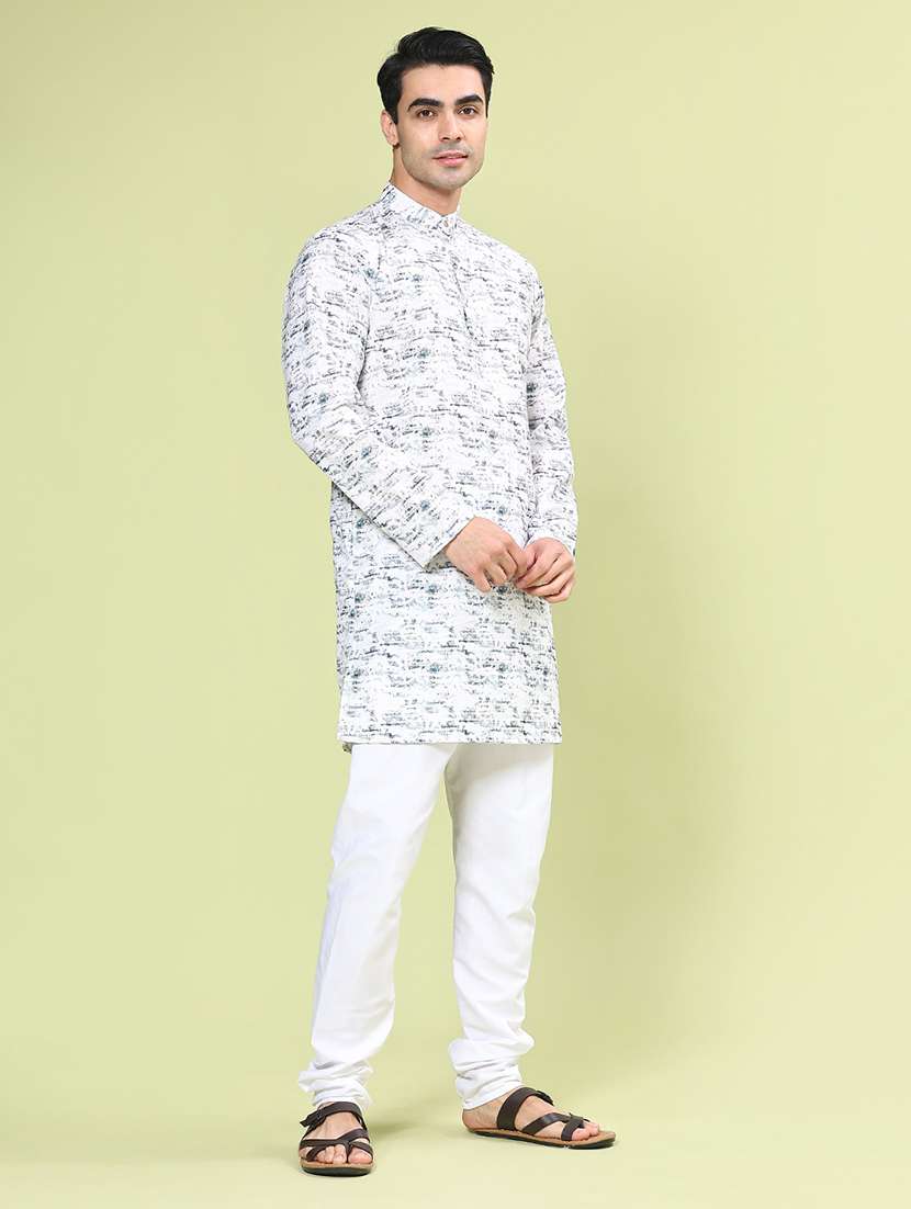 Off White Cotton Kurta Pyjama Ethnic Wear - 22312008 -  Standard Image - 2