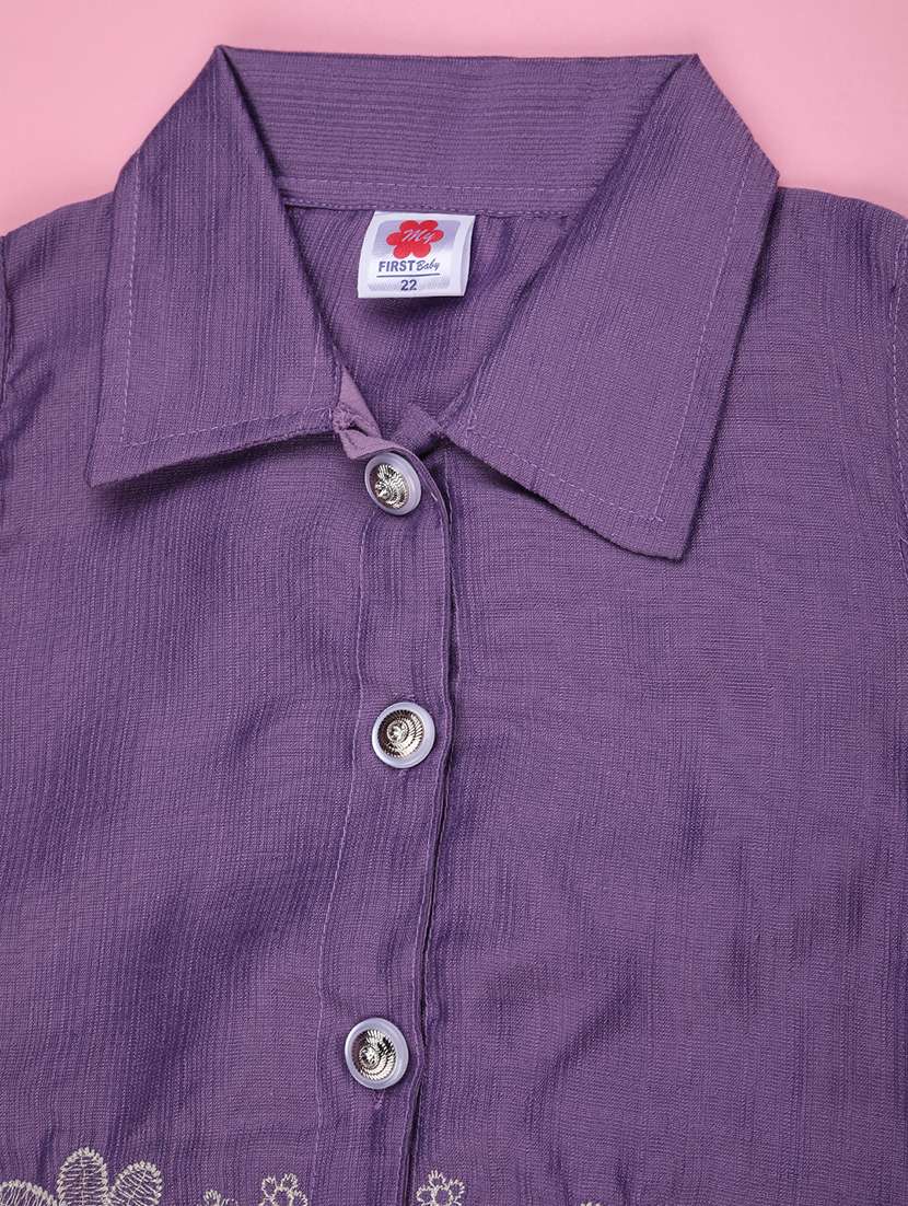 girls embroidered top and short set - 22312019 -  Standard Image - 2