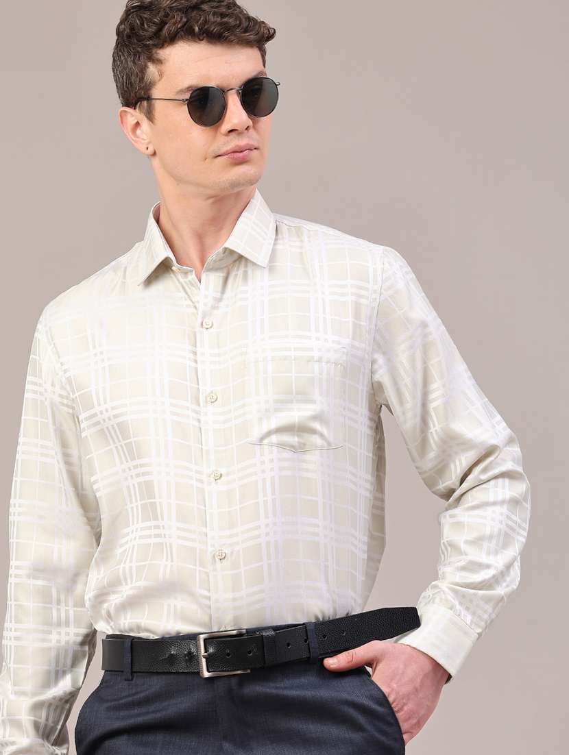 men checkered long sleeve slim fit formal shirt - 22312035 -  Standard Image - 2