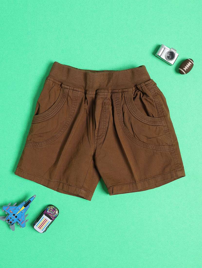 boys solid mid rise regular fit shorts - 22312077 -  Standard Image - 2