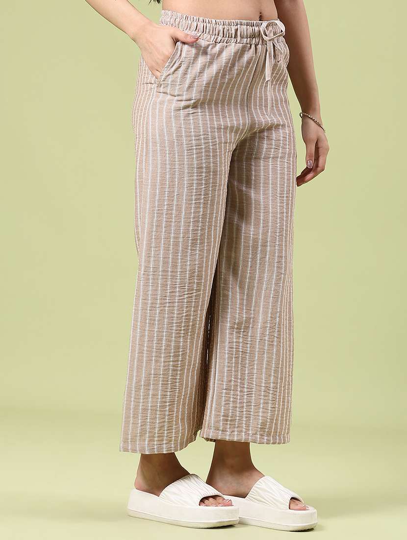 women striped mid rise straight palazzo - 22312098 -  Standard Image - 2