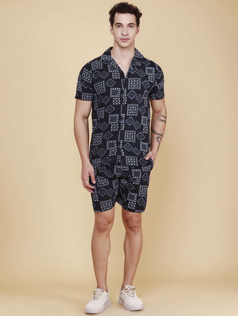 Men Printed Short Sleeves Shirt And Shorts Co-ord Set - 22312139 -  Standard Image - 2